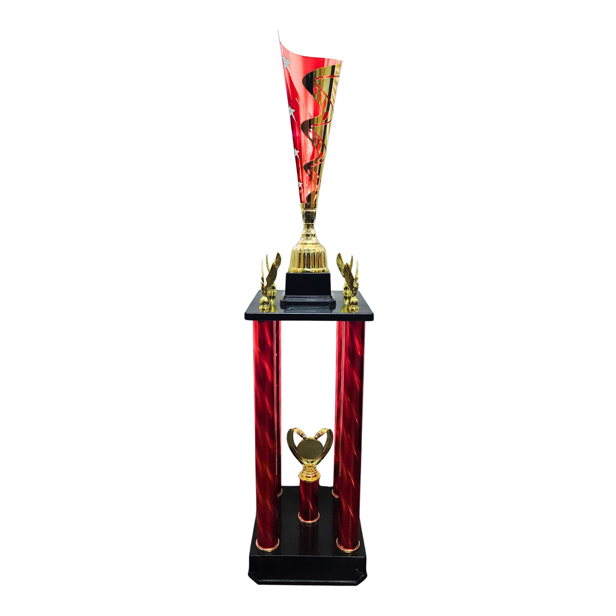 Gold Metal Star 4 Column Trophy