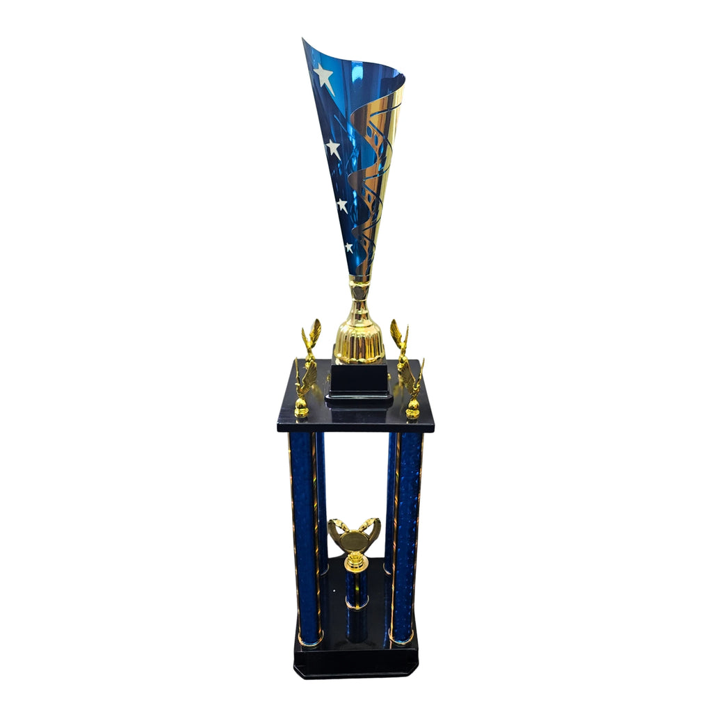 Gold Metal Star 4 Column Trophy