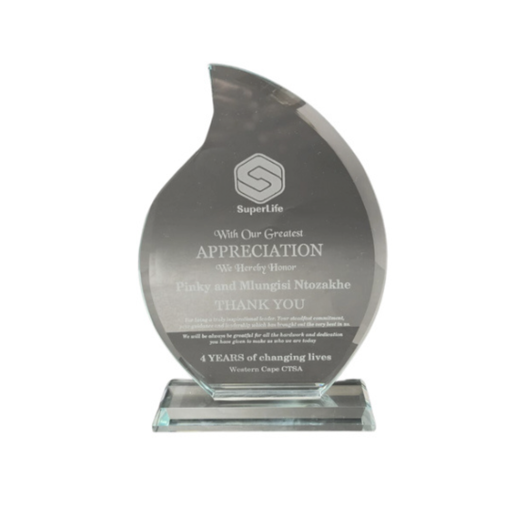 Flame Glass Award - Woolf's Trophies And Engravers