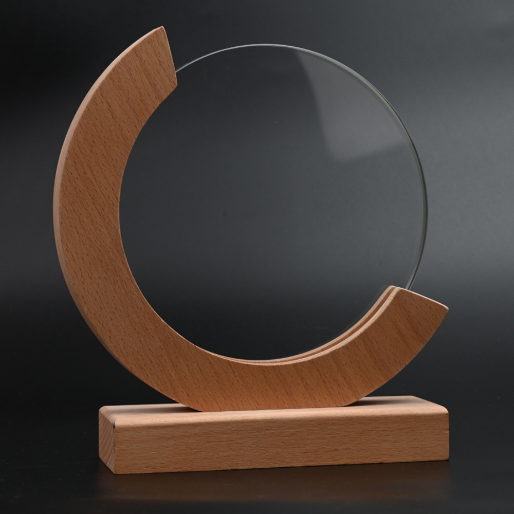 Round Wooden Premier Glass Award