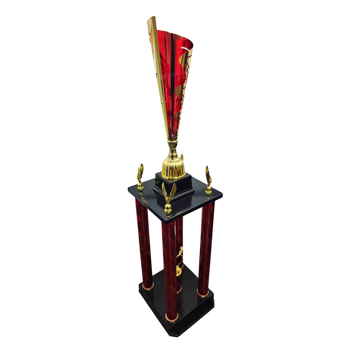 Gold Metal Star 4 Column Trophy
