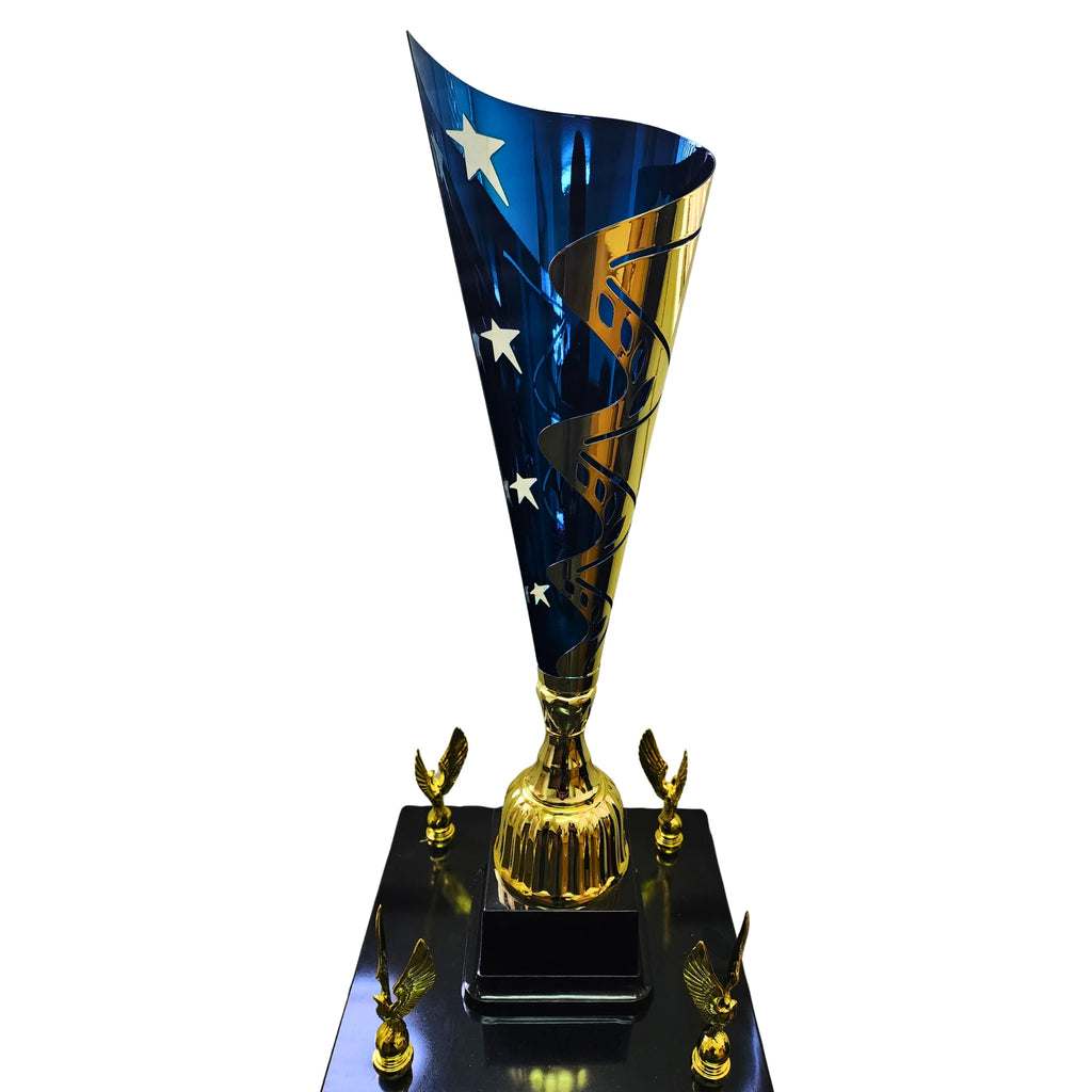 Gold Metal Star 4 Column Trophy