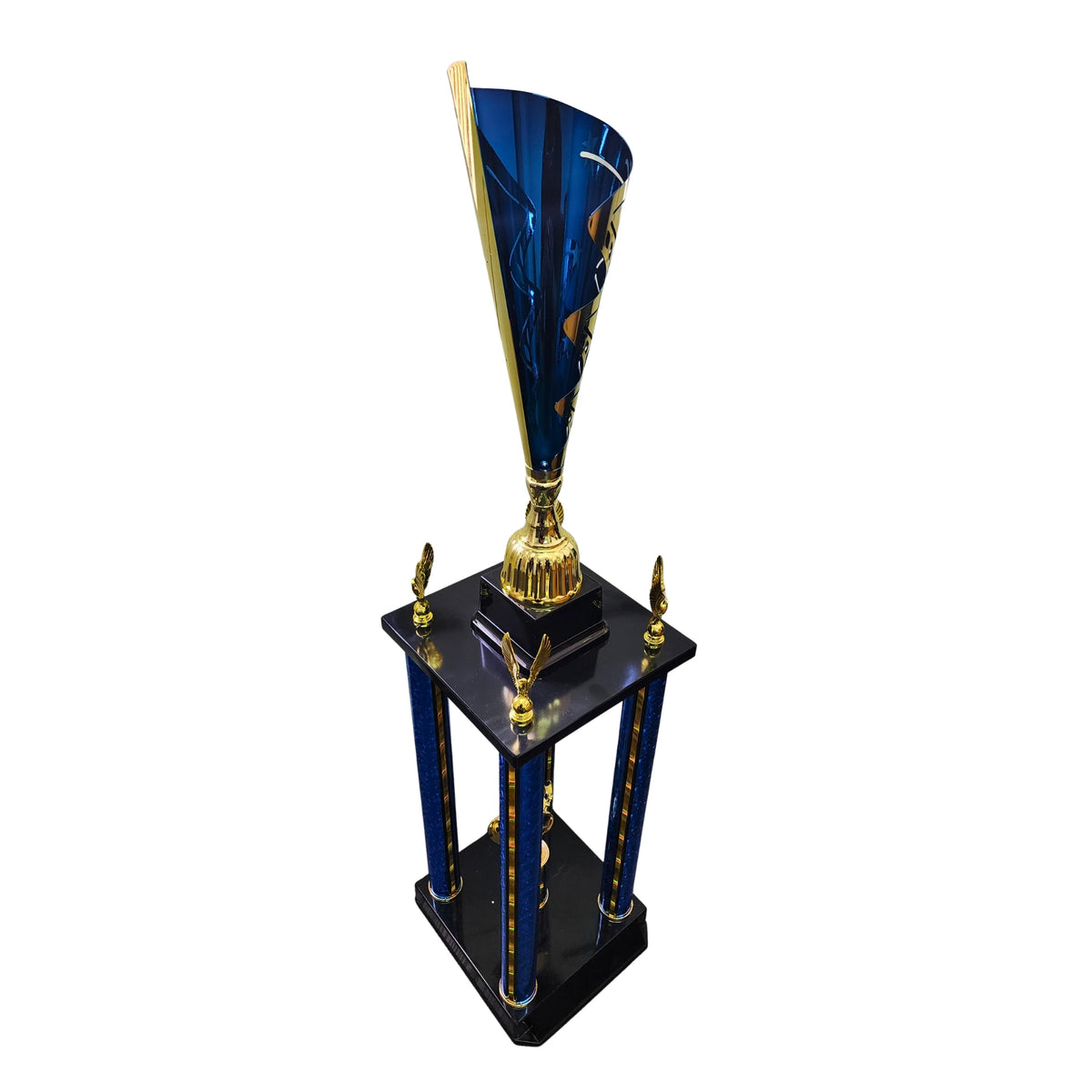 Gold Metal Star 4 Column Trophy