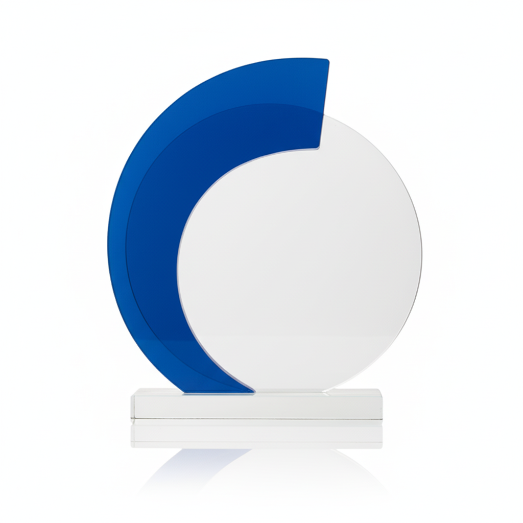 Round Blue Strip Glass Award - Woolf's Trophies And Engravers