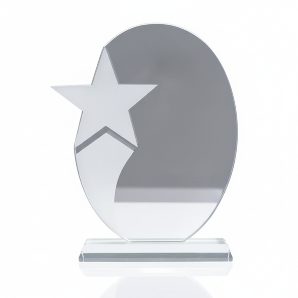 Oval Star Glass Award - Woolf's Trophies And Engravers