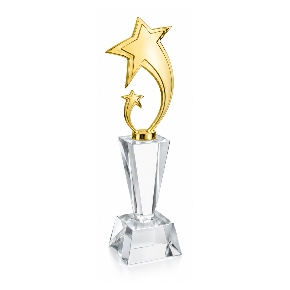 Metal Star Column Glass Award - A7M