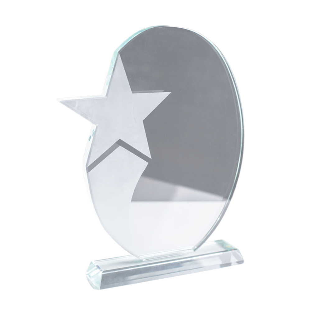 Oval Star Glass Award - Woolf's Trophies And Engravers