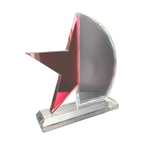 Half Star Glass Award (Blue/Red) - Woolf's Trophies And Engravers